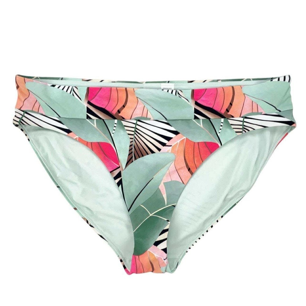 Calla SwiM‎ XL High Waist Bikini Bottom Tropical Leaf Print Recycled Nylon NWOT